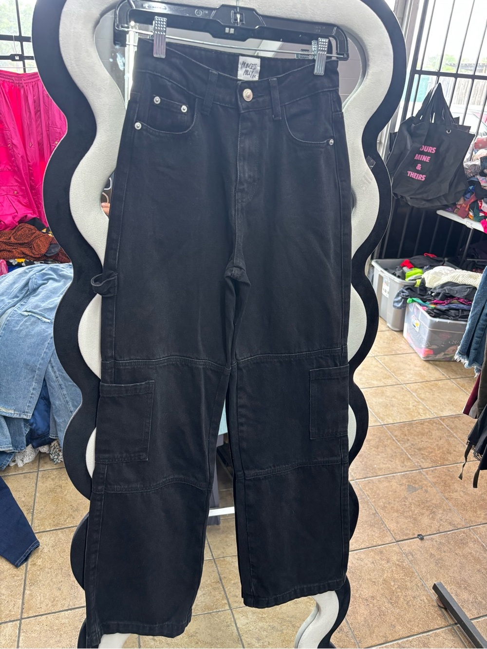 Princess Polly Black Relaxed Carpenter Jeans